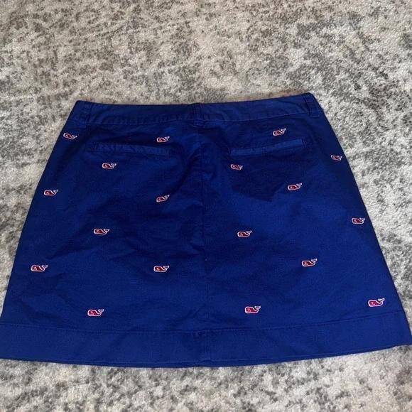 Vineyard Vines Blue 96% Cotton Skirt Red Whale Embroidery Size: 8 - Picture 4 of 4